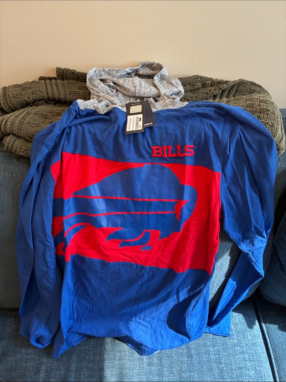 Fanatics Royal Blue and Red Buffalo Bills Hooded Long Sleeve Shirt
